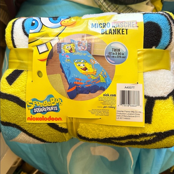 SPONGEBOB SQUAREPANTS FLEECE BLANKET KIDS TWIN 62” x 90” NEW - Picture 2 of 4